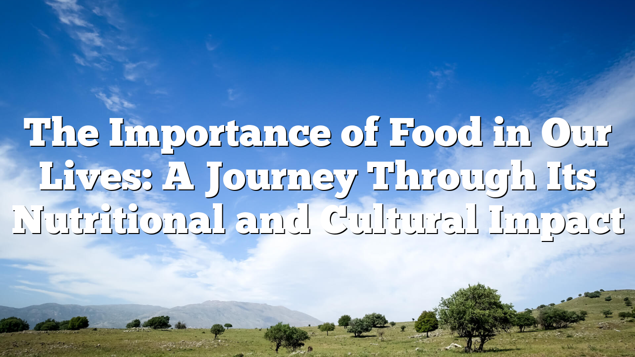 The Importance of Food in Our Lives: A Journey Through Its Nutritional and Cultural Impact